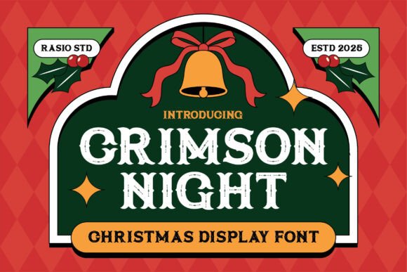 Crimson Night: A Bold Vintage Serif for Festive Design