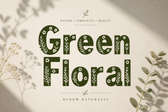 Green Floral Decorative Font for Nature-Inspired Campaigns