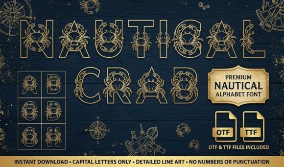 Nautical Crab: A Decorative Font That Brings the Beach to Your Brand